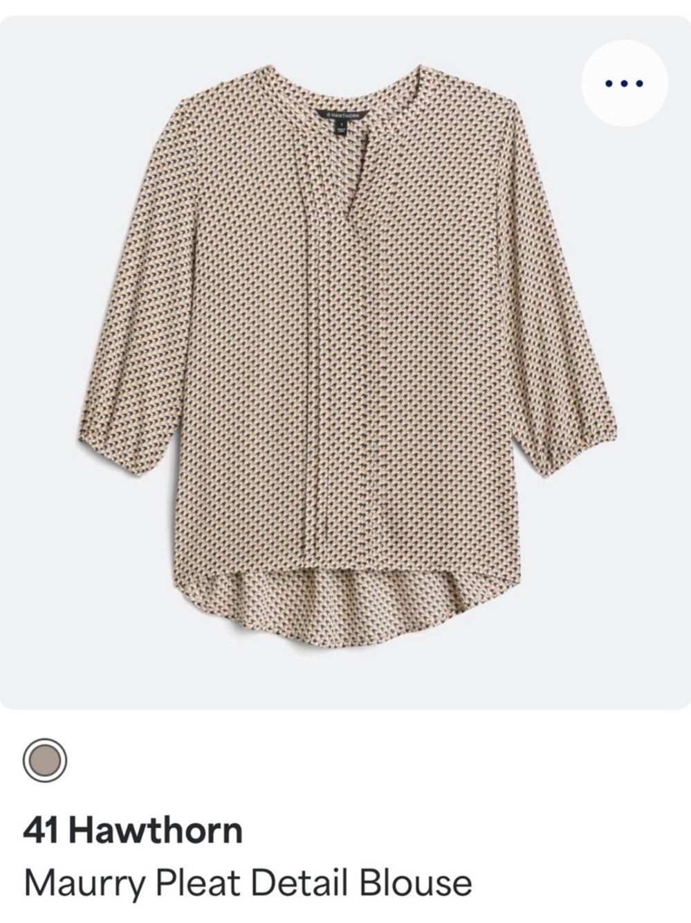 41 Hawthorn Black White Blouse Pleated Detail 3/4 Sleeve Size M